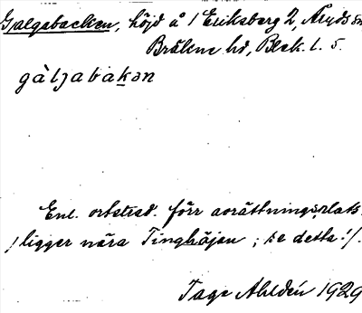 Bild på arkivkortet för arkivposten Galgsbacken