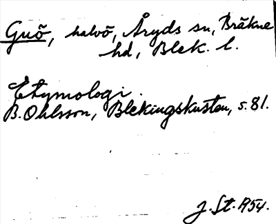 Bild på arkivkortet för arkivposten Guö