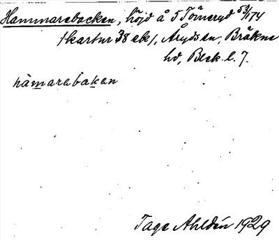 Bild på arkivkortet för arkivposten Hammarebacken