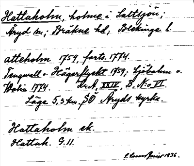 Bild på arkivkortet för arkivposten Hattaholm