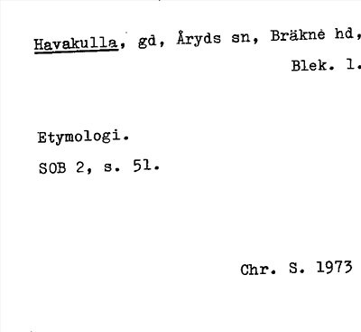 Bild på arkivkortet för arkivposten Havakulla