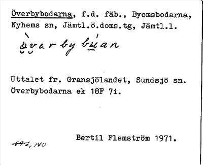 Bild på arkivkortet för arkivposten Överbybodarna