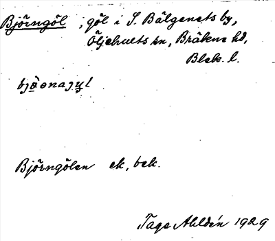 Bild på arkivkortet för arkivposten Björngöl