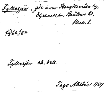 Bild på arkivkortet för arkivposten Fyllesjön