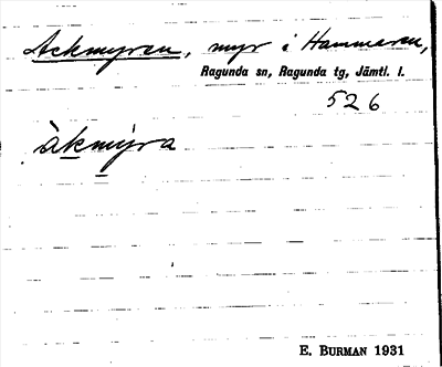 Bild på arkivkortet för arkivposten Ackmyren