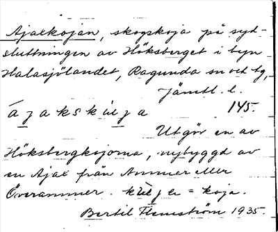 Bild på arkivkortet för arkivposten Ajaxkojan