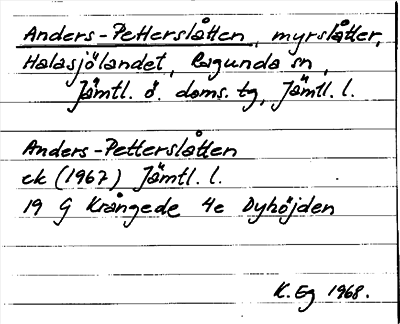Bild på arkivkortet för arkivposten Anders-Petterslåtten