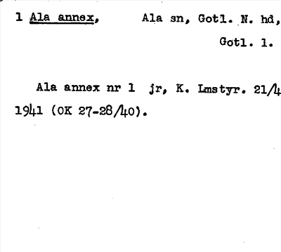 Bild på arkivkortet för arkivposten Ala annex