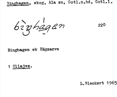 Bild på arkivkortet för arkivposten Binghagen