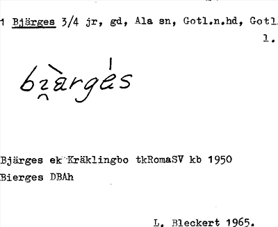 Bild på arkivkortet för arkivposten Bjärges