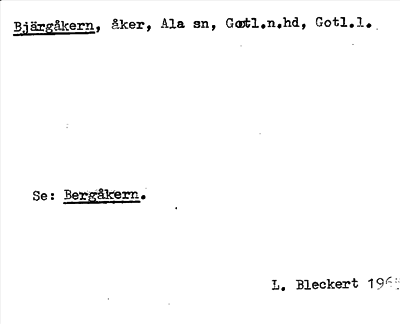 Bild på arkivkortet för arkivposten Bjärgåkern