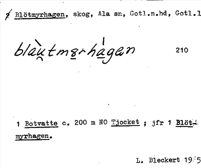 Bild på arkivkortet för arkivposten Blötmyrhagen