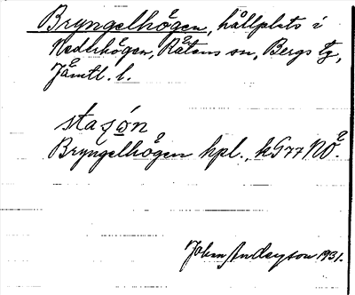Bild på arkivkortet för arkivposten Bryngelhögen