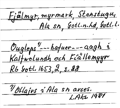 Bild på arkivkortet för arkivposten Fjälmyr