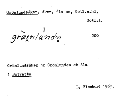 Bild på arkivkortet för arkivposten Grönlundsåker