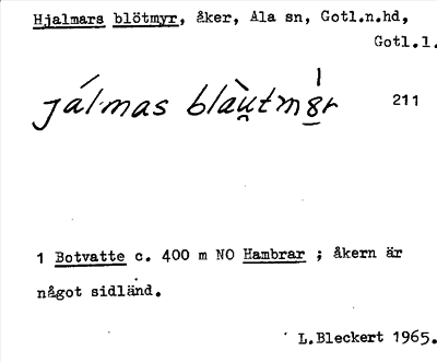 Bild på arkivkortet för arkivposten Hjalmars blötmyr
