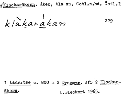 Bild på arkivkortet för arkivposten Klockaråkern