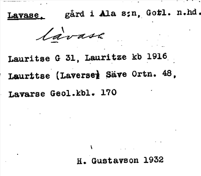 Bild på arkivkortet för arkivposten Lavase