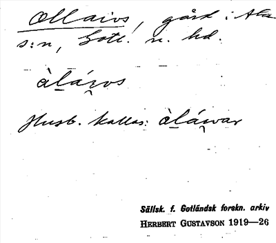 Bild på arkivkortet för arkivposten Ollaivs