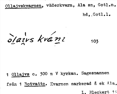 Bild på arkivkortet för arkivposten Ollajvskvarnen