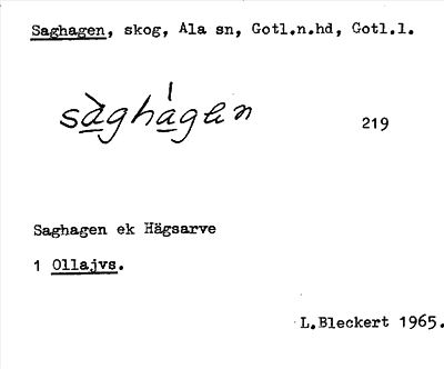 Bild på arkivkortet för arkivposten Saghagen