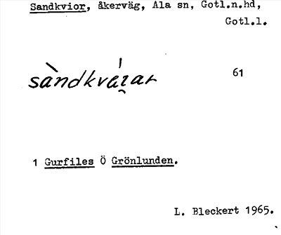 Bild på arkivkortet för arkivposten Sandkvior