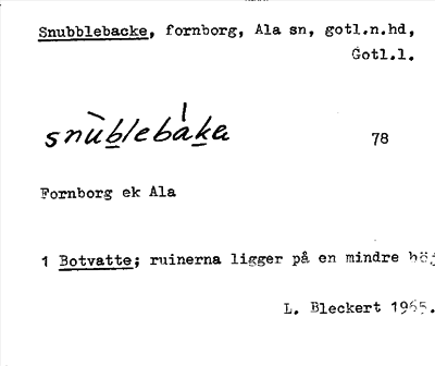 Bild på arkivkortet för arkivposten Snubblebacke