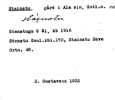 Bild på arkivkortet för arkivposten Stainstu