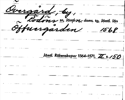 Bild på arkivkortet för arkivposten Övergård