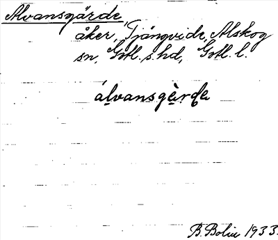 Bild på arkivkortet för arkivposten Alvansgärde