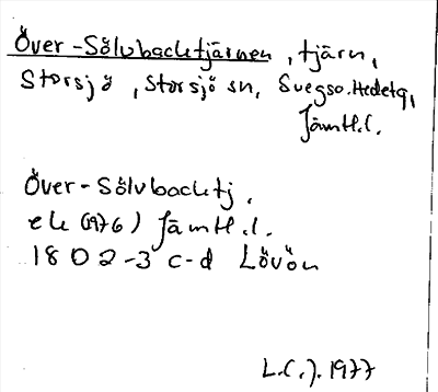 Bild på arkivkortet för arkivposten Över-Sölvbacktjärnen