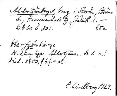 Bild på arkivkortet för arkivposten Aldertjärnberget