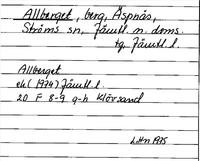 Bild på arkivkortet för arkivposten Allberget