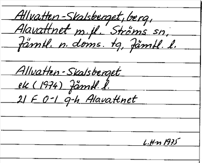 Bild på arkivkortet för arkivposten Allvatten-Skalsberget