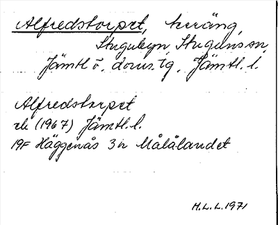 Bild på arkivkortet för arkivposten Alfredstorpet