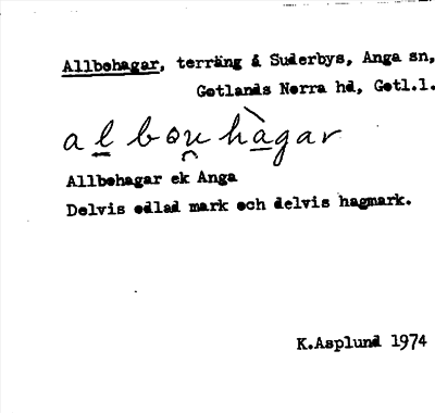 Bild på arkivkortet för arkivposten Allbohagar