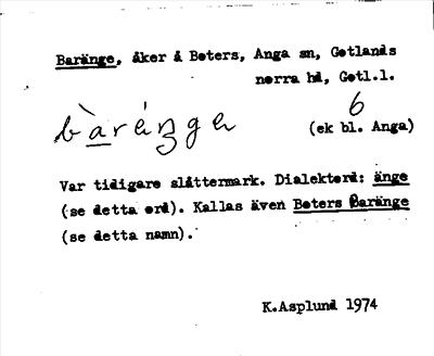 Bild på arkivkortet för arkivposten Baränge