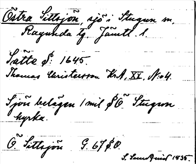 Bild på arkivkortet för arkivposten Östra Sittsjön
