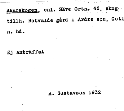 Bild på arkivkortet för arkivposten Akarskogen