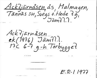 Bild på arkivkortet för arkivposten Acktjärnåsen