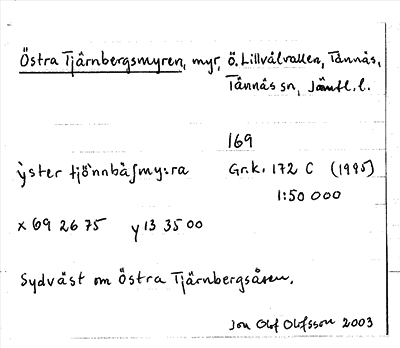 Bild på arkivkortet för arkivposten Östra Tjärnbergsmyren