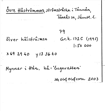 Bild på arkivkortet för arkivposten Övre Häströmmen