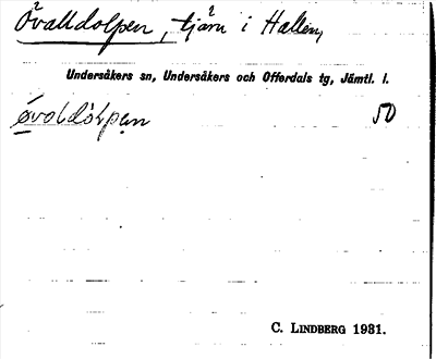 Bild på arkivkortet för arkivposten Övalldolpen