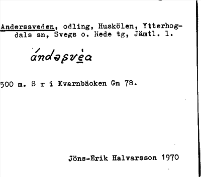 Bild på arkivkortet för arkivposten Anderssveden