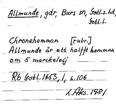 Bild på arkivkortet för arkivposten Allmunde