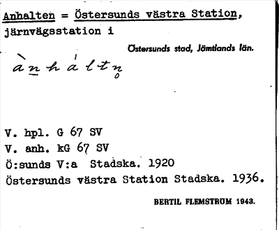 Bild på arkivkortet för arkivposten Anhalten = Östersunds västra Station