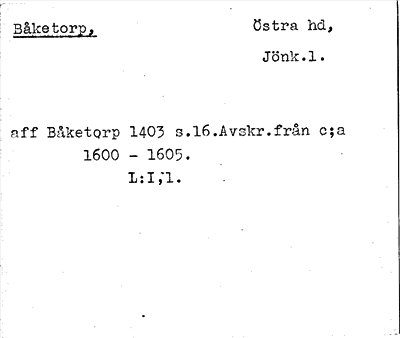 Bild på arkivkortet för arkivposten Båketorp