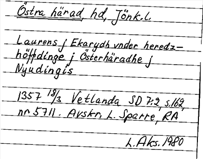 Bild på arkivkortet för arkivposten Östra härad