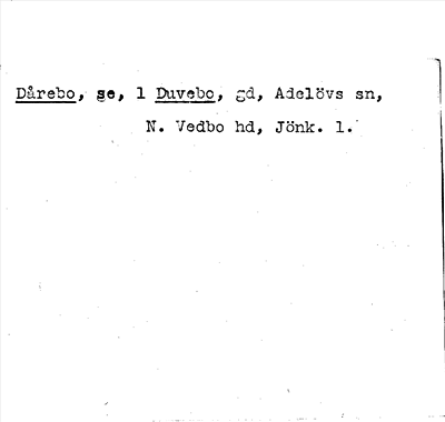 Bild på arkivkortet för arkivposten Dårebo, se 1 Duvebo
