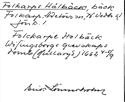 Bild på arkivkortet för arkivposten Folkarps Hålbäck